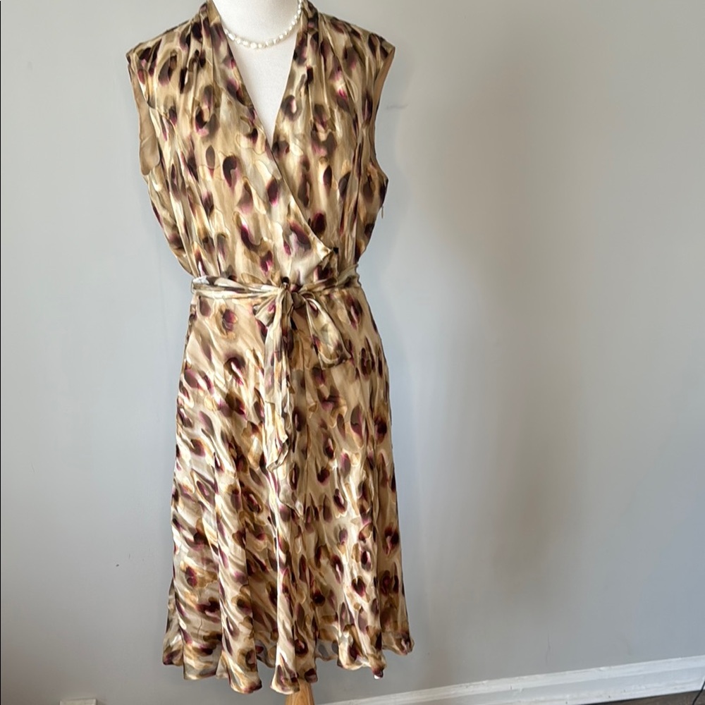 Vintage Jones New York Collection Elegant Sleeveless Dress with Belt Silk sz 10